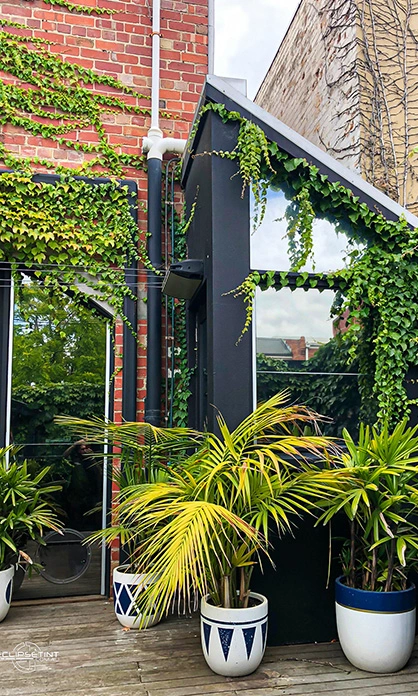 Privacy window film with a mirrored exterior finish on a Sydney home